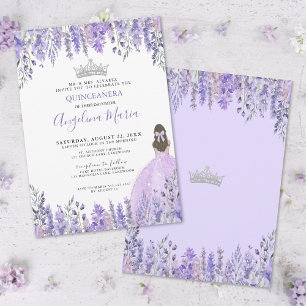 Convite de Quinceanera Roxo com Aquarela Floral