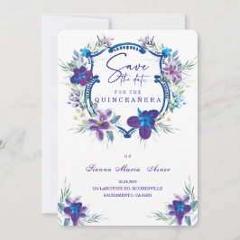 Convite de Quinceañera Roxo Save the Date