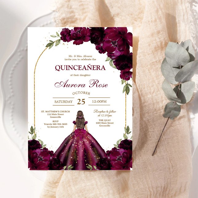 Convite de Quinceanera Rústico Moderno (Criador carregado)