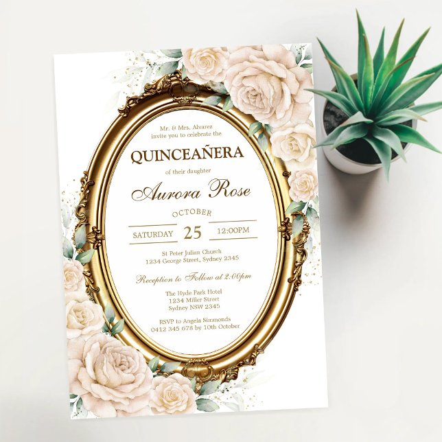 Convite de Quinceanera Rústico Moderno (Criador carregado)