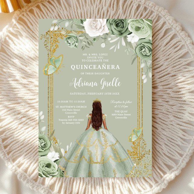 Convite de Quinceanera Rústico Moderno (Criador carregado)