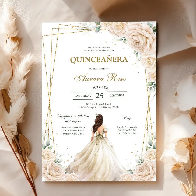 Convite de Quinceanera Rústico Moderno (Criador carregado)