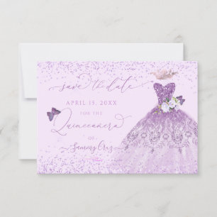 Convite de Quinceanera Save the Date com Vestido R