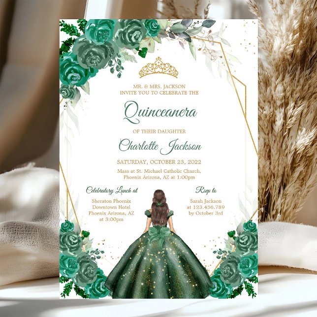 Convite de Quinceanera Verde Caçador (Criador carregado)