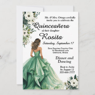 Convite de Quinceanera Verde Esmeralda