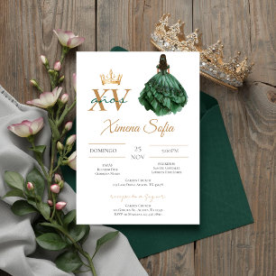 Convite de Quinceanera Verde Esmeralda