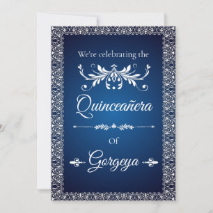 convite de Quinze Anos (azul-marinho)