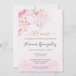 Convite de quinze anos rosa cor de blush