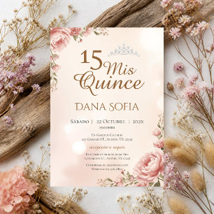 Convite de Quinze Anos Rosa Floral