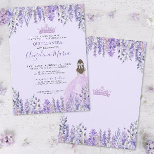 Convite de Quinze Anos Roxo Floral