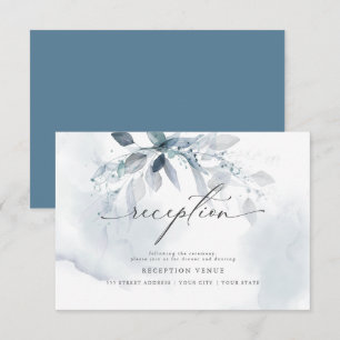 Convite de Recepção com Aquarela Azul Desbotado