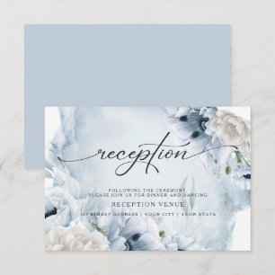 Convite de Recepção com Aquarela Floral Azul Rústi