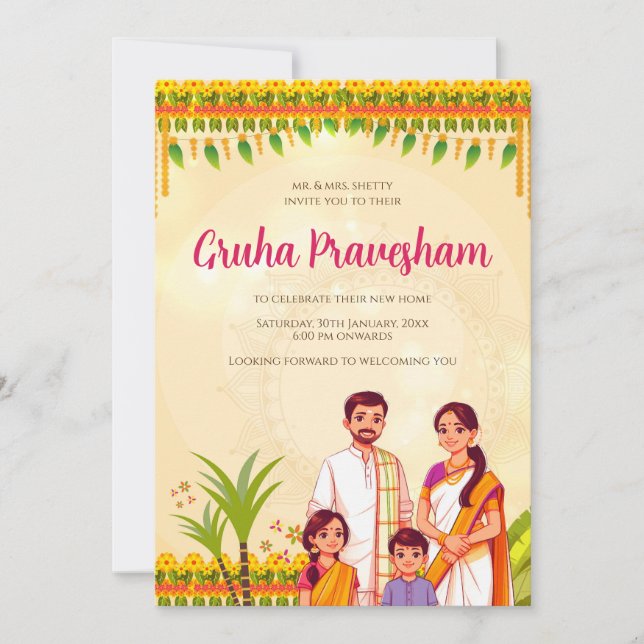Convite de Recepção da Casa Nova Gruhapravesam (Frente)