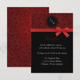 Convite de Recepção Damasco Vermelho & Laço Vermel