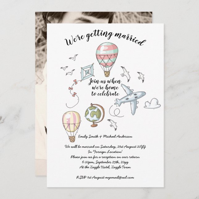 Convite de Recepção de Casamento - Após Casamento  (Frente/Verso)