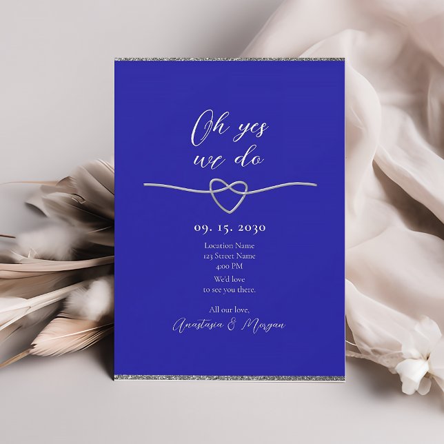 Convite de Recepção de Casamento Azul Real Elegant (Criador carregado)