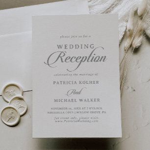Convite de Recepção de Casamento Caligrafia Chic C