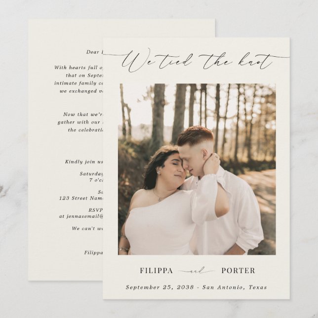 Convite de Recepção de Casamento com Elopement em  (Frente/Verso)