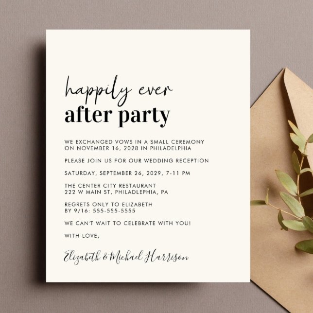 Convite de Recepção de Casamento com Foto em Creme (Criador carregado)