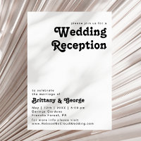 Convite de Recepção de Casamento com Letreiro Retr
