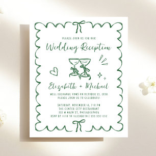 Convite de Recepção de Casamento com Moldura Ondul