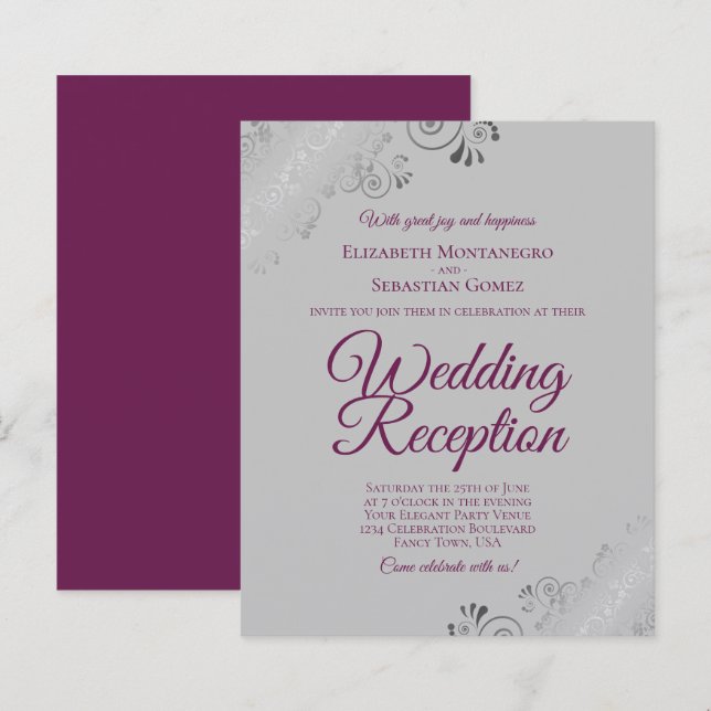 Convite de Recepção de Casamento com Orçamento Rox (Frente/Verso)