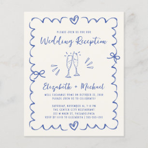 Convite de Recepção de Casamento Creme Azul Capric