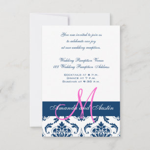 Convite de Recepção de Casamento em Damasco Branco