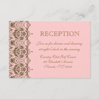 Convite de Recepção de Casamento em Damask Rosa Ca