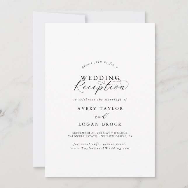 Convite de Recepção de Casamento em Letra Elegante (Frente)