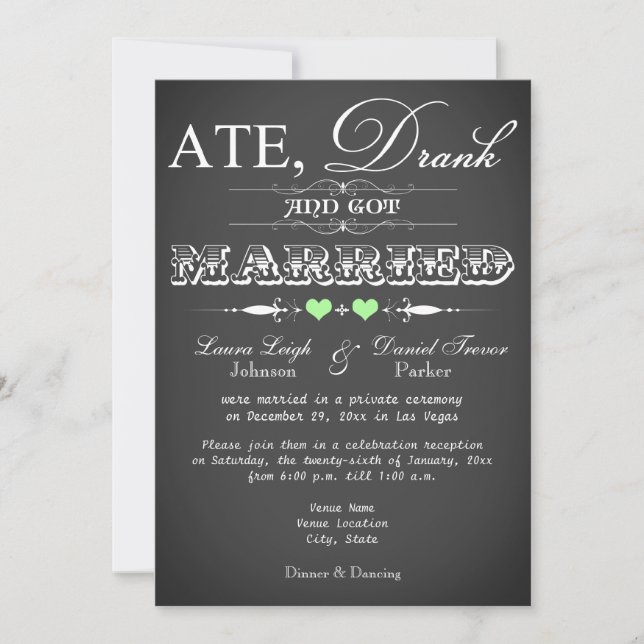 Convite de recepção de casamento estilo quadro neg (Frente)