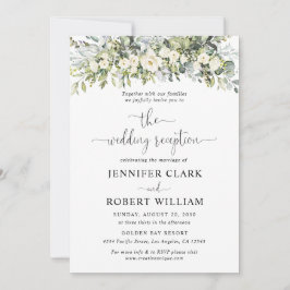 Convite de Recepção de Casamento Floral Branco