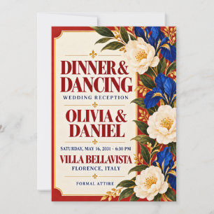 Convite de Recepção de Casamento Floral Italiano E