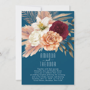 Convite de Recepção de Casamento Floral Rústico em
