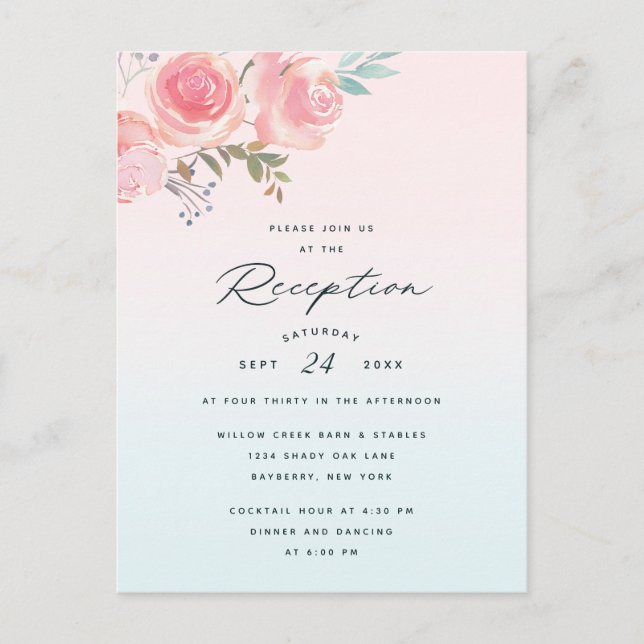 Convite de Recepção de Casamento French Garden Omb (Frente)