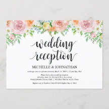 Convite de Recepção de Casamento Fugitivo Floral R
