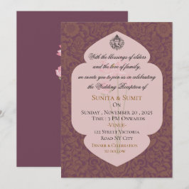 Convite de Recepção de Casamento Indiano de Luxo