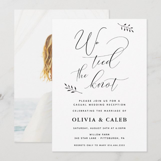 Convite de Recepção de Casamento Informal (Frente/Verso)