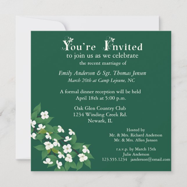 Convite de Recepção de Casamento Kousa Dogwood (Frente)