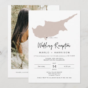 Convite de Recepção de Casamento Mapa de Chipre Ve