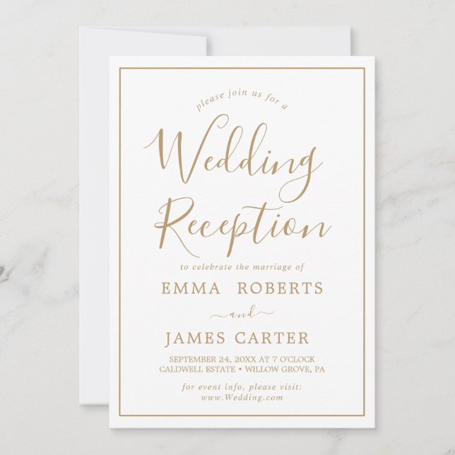 Convite de Recepção de Casamento Minimalista Doura (Frente)