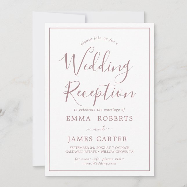 Convite de Recepção de Casamento Minimalista em Do (Frente)