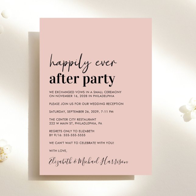 Convite de Recepção de Casamento Minimalista Moder (An chic Happily Ever After Party invitation for your wedding celebration)