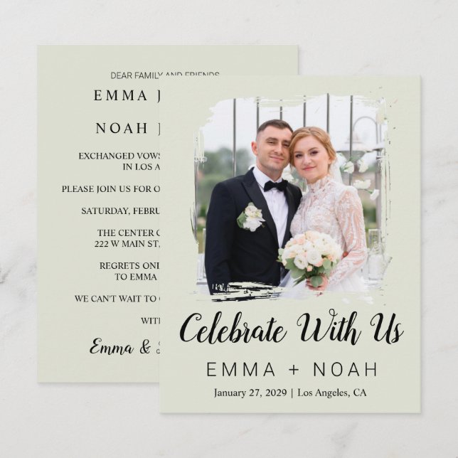 Convite de Recepção de Casamento Moderno Elegante (Frente/Verso)