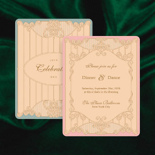 Convite de Recepção de Casamento Ornamentado Art N