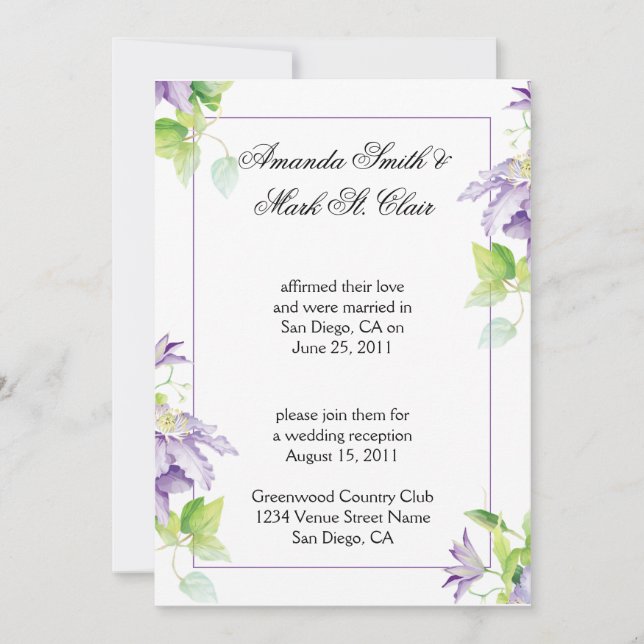 Convite de Recepção de Casamento Pós-Casamento Cle (Frente)