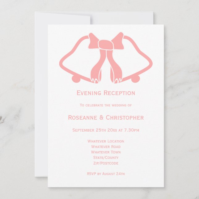 Convite de Recepção de Casamento Rosa Sininhos Fit (Frente)