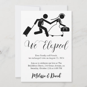 convite de recepção de casamento secreto em preto 