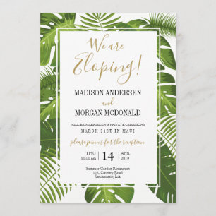 Convite de recepção de casamento secreto tropical