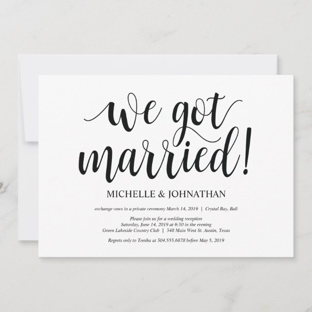 Convite de Recepção de Casamento Simples ao Ar Liv (Frente)